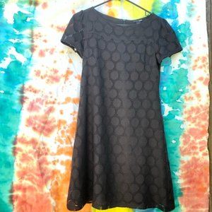 H&M Crochet Style Black Polka Dot Short Sleeve Babydoll Dress